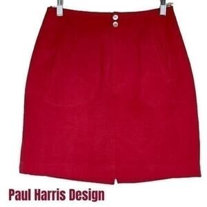 Paul Harris Design Light Red Silk Linen Blend Career Office Skirt NWOT Size 6